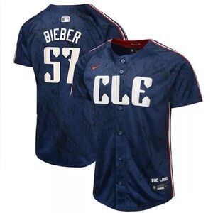 Nike Cleveland Guardians Shane Bieber  City Connect Blue Jersey Youth XL 18/20